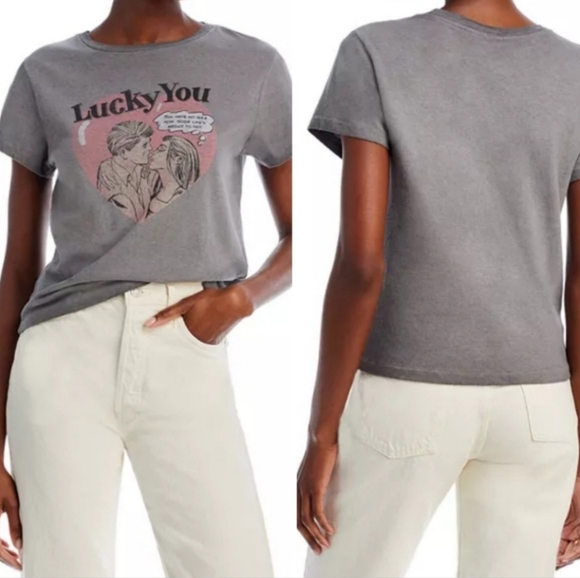 Re/Done Lucky You Classic Tee/Grey Haze - Picture 4 of 9